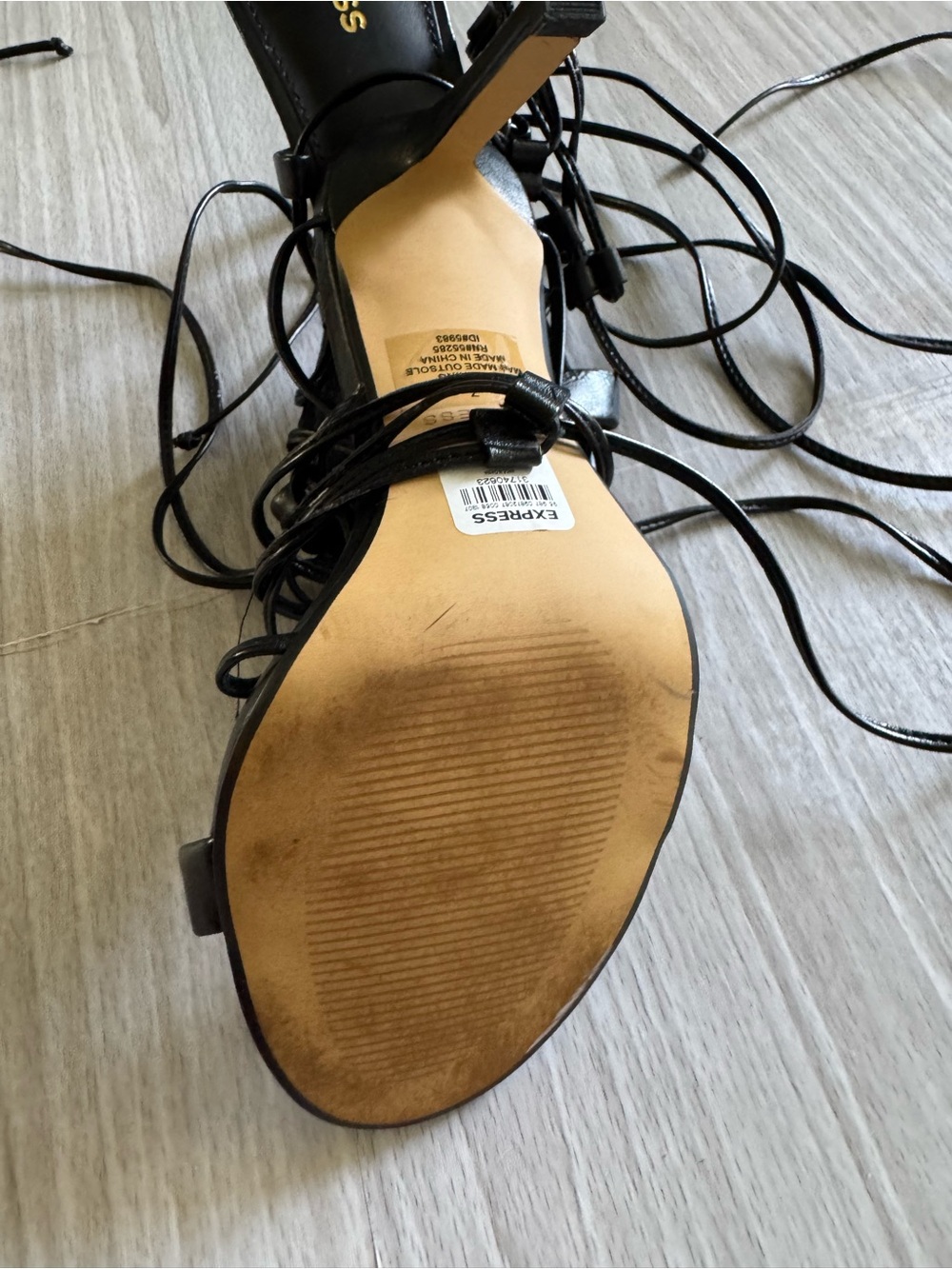 Express Black Lace-Up Strappy Women's Sandals - Picture 3 of 3